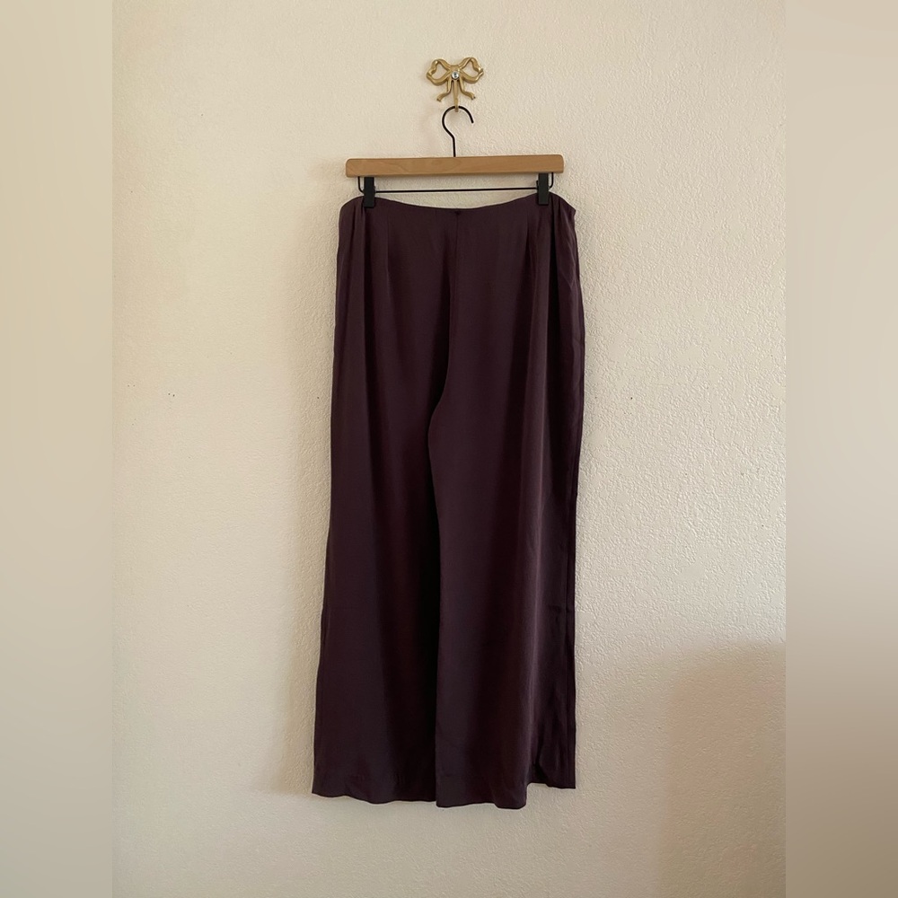 Eileen Fisher Pants Womens Size Small Plum Wide Leg Trousers Minimalist Lux - Picture 2 of 9